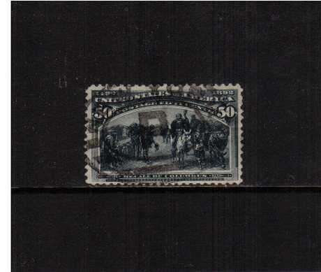 view larger image for Commemoratives 1893 Columbian - Early Period Commemoratives: SG Number 245 / Scott Number 50c 'Recall of Columbus' (1893) - A good fine used stamp cancelled with a large and light oval registry cancel