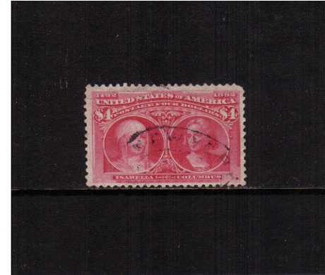 view larger image for  : SG Number 249 / Scott Number 244 (1893) - an amazing fine used stamp very lightly cancelled with part of a NEW YORK registry cancel. Possible shirt perforation top right corner.