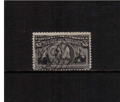 view larger image for Commemoratives 1893 Columbian - Early Period Commemoratives: SG Number 250 / Scott Number $5 'Columbus' (1893) - A very fresh and crisp stamp very lightly cancelled with a light oval registered cancel centered a little low.