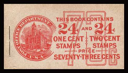 view larger image for Booklets Booklets: SG Number SB52 / Scott Number 73c Red on White (1923) - Ben Franklin<br/>
Stapled Booklet<br/>
Contains SC560a SC562a x 4 of each