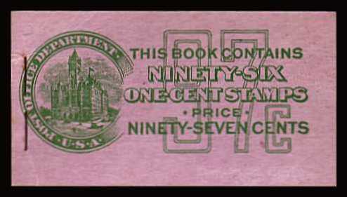 view larger image for Booklets Booklets: SG Number SB29 / Scott Number 97c Green on Lavender (1914) - Washington - Franklin<br/>
Stapled Booklet<br/>
Contains SC424d x 16
