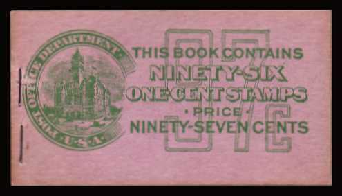view larger image for Booklets Booklets: SG Number SB42 / Scott Number 97c Green on Lavender (1917) - Washington - Franklin<br/>
Stapled Booklet<br/>
Contains SC498e x16