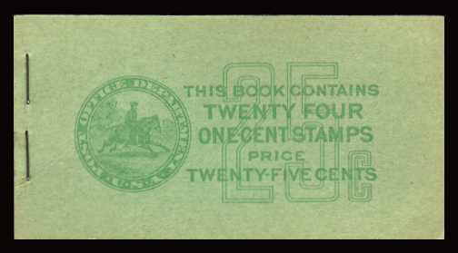 view larger image for Booklets Booklets: SG Number SB66 / Scott Number 25c Green on Green (1939) - George Washington - 'Prexy'<br/>
Stapled Booklet<br/>
Contains SC804b x4