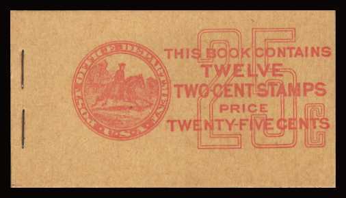 view larger image for Booklets Booklets: SG Number SB57 / Scott Number 25c Red on Buff (1927) - George Washington
<br/>Stapled Booklet<br/>
Contains SC634d x2