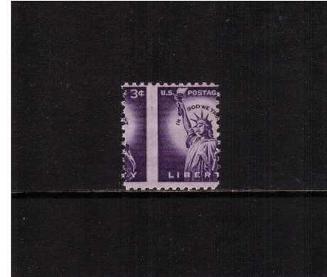 view larger image for  : SG Number 1033var / Scott Number 1035var (1954) - Statue of Liberty<br/>
A supoerb unmounted mint single showing a large perforation shift.