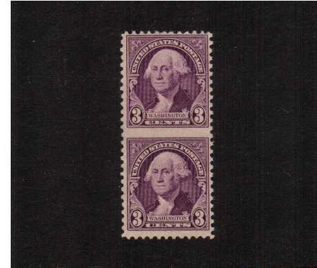 view larger image for  : SG Number 720b / Scott Number 720c (1932) - George Washington<br/>
A superb unmounted mint vertical pair completely IMPERFORATE between. A rare pair.