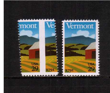 view larger image for  : SG Number 2560var / Scott Number 2533var (1991) - A superb unmounted mint single with a huge perforation shift resulting in the margin being in the middle of the stamp and twisted perforation comb. Unusual.