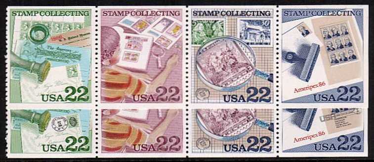 view larger image for  : SG Number 2212ab / Scott Number 2201b (1986) - Superb unmounted mint booklet pane of four showing BLACK OMITTED on stamp at far left and far right. Offered with normal.