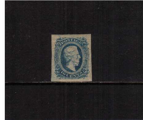 view larger image for Confederate States Confederate States: SG Number 12 / Scott Number 10c Blue - Jefferson Davis (1862) - A fine lightly mounted mint single with excellent margins.