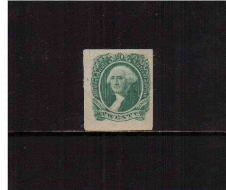 view larger image for Confederate States Confederate States: SG Number 14a / Scott Number 20c Yellow Green - George Washington (1862) - A fine mint stamp with no gum and with huge margins