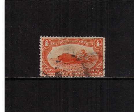 view larger image for Commemoratives 1898 Transmiss - Early Period Commemoratives: SG Number 293 / Scott Number 4c Indian Hunting Buffalo (1898) - A good, sound used stamp