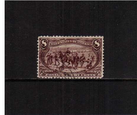 view larger image for Commemoratives 1898 Transmiss - Early Period Commemoratives: SG Number 295 / Scott Number 8c Troops Guarding Train (1898) - a stunning superb fine used stamp cancelled with part of a circular date stamp.