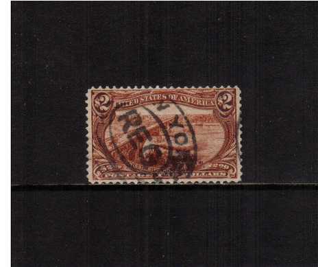 view larger image for Commemoratives 1898 Transmiss - Early Period Commemoratives: SG Number 299 / Scott Number $1 'Western Cattle in Storm' (1898) - A good fine used stamp but with a small fault at left cancelled with a NEW YORK oval; registry cancel