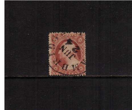 view larger image for Early Issues To 1906 Early Issues To 1906: SG Number 28 / Scott Number 3c Dull Red - Type III (1857) - A good fine used stamp cancelled with a CAMBRIDGE Circular date stamp dated JUN 24