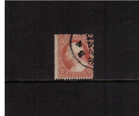 view larger image for Early Issues To 1906 Early Issues To 1906: SG Number 28 / Scott Number 3c Dull Red - Type III (1857) - A good fine used stampcancelled clear of the profile with a Black circular date stamp.