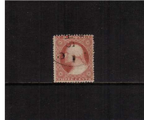 view larger image for Early Issues To 1906 Early Issues To 1906: SG Number 28 / Scott Number 3c Dull Red - Type III (1857) - A good fine used stamp cancelled with a circular date stamp.