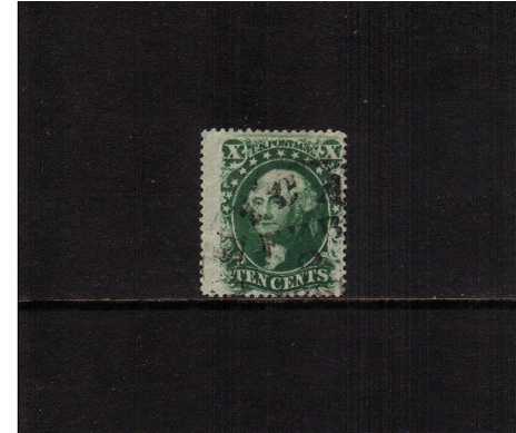 view larger image for Early Issues To 1906 Early Issues To 1906: SG Number 39 / Scott Number 10c Green - Type V (1859) - A fine used stamp centered to the right but design still clear of the perforations.