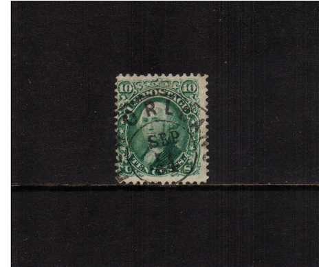 view larger image for Early Issues To 1906 Early Issues To 1906: SG Number 64 / Scott Number 10c Washington - Yellow Green (1861) - A superb fine used stamp cancelled with a nearly upright NEW ORLEANS double ring circular date stamp dated SEP 11 64. A very pretty stamp!