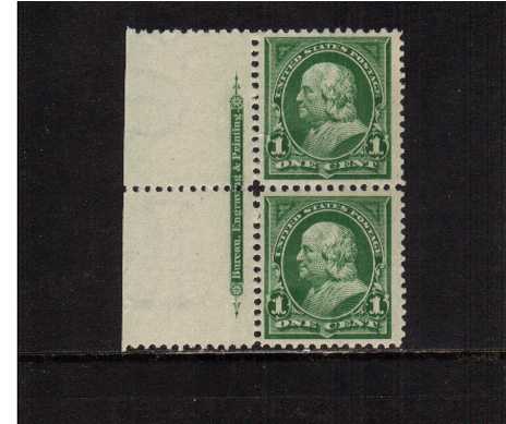 view larger image for Early Issues To 1906 Early Issues To 1906: SG Number 283 / Scott Number 1c Ben Franklin (1898) - A superb unmounted mint left side marginal imprint pair.