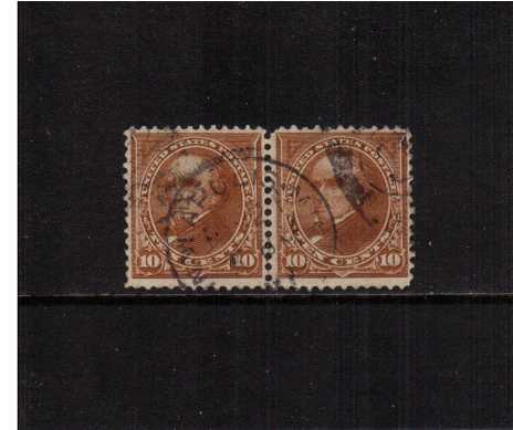 view larger image for Early Issues To 1906 Early Issues To 1906: SG Number 289 / Scott Number 10c Webster - Type II (1898) - A superb fine used pair cancelled with a Black circular date stamp.