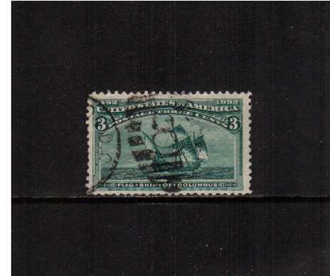 view larger image for Commemoratives 1893 Columbian - Early Period Commemoratives: SG Number 237 / Scott Number 3c 'Flag Ship of Coloumbus' (1893) - A good sound used stamp bright and fresh.