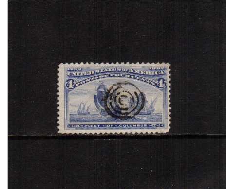 view larger image for Commemoratives 1893 Columbian - Early Period Commemoratives: SG Number 238 / Scott Number 4c 'Fleet of Columbus' (1893) - A stunning fine used stamp cancelled with a tiny 'target' cancel. Very pretty!