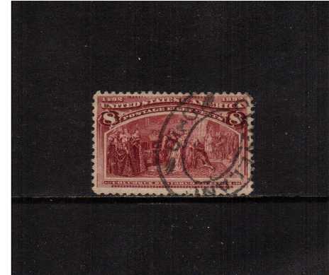 view larger image for Commemoratives 1893 Columbian - Early Period Commemoratives: SG Number 241 / Scott Number 8c 'Columbus restored to favor' (1893) - A superb fine used stamp.