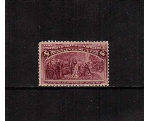 view larger image for Commemoratives 1893 Columbian - Early Period Commemoratives: SG Number 241 / Scott Number 8c 'Columbus restored to favor' (1893) - A very fresh lightly mounted mint stamp.