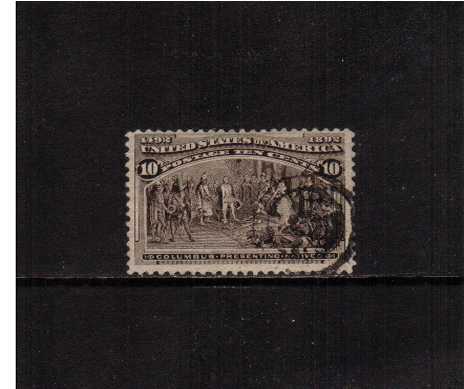 view larger image for Commemoratives 1893 Columbian - Early Period Commemoratives: SG Number 242 / Scott Number 10c 'Columbus Presenting Natives' (1893) - A good fine used single cancelled with a target cancel
