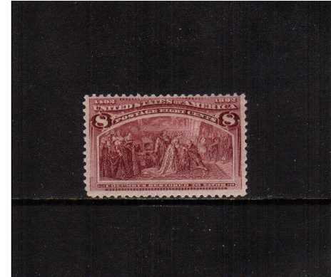 view larger image for Commemoratives 1893 Columbian - Early Period Commemoratives: SG Number 241 / Scott Number 8c 'Columbus restored to favor' (1893) - A fine mounted lightly mounted mint stamp with good centering and great colour.