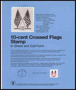 view larger image for Pages Pages: SG Number 1515 / Scott Number 8 December 1973 (1973) - 10c Crossed Flags definitive
<br/><b>Official Souvenir Page</b>