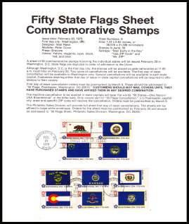 view larger image for Pages Pages: SG Number 1616-1662 / Scott Number 23 February 1976 (1976) - State Flags set of 50 on five pages
<br/><b>Official Souvenir Page</b>