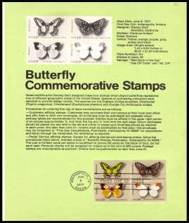 view larger image for Pages Pages: SG Number 1688-1691 / Scott Number 6 June 1977 (1977) - Butterflies
<br/><b>Official Souvenir Page</b>