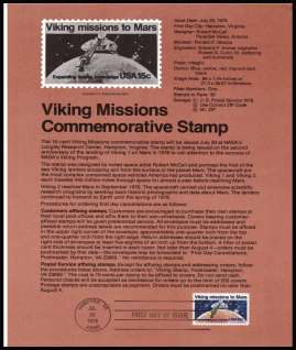 view larger image for Pages Pages: SG Number 1730 / Scott Number 20 July 1978 (1978) - Viking Space Missions
<br/><b>Official Souvenir Page</b>