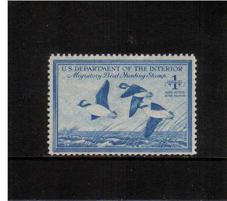 view larger image for Federal Ducks Federal Ducks: SG Number  / Scott Number $1 (1948) - Migratory Bird Hunting and Conservation Stamp<br/>
Inscribed 'Void after June 30th, 1949'<br/>
A superb unmounted mint single.