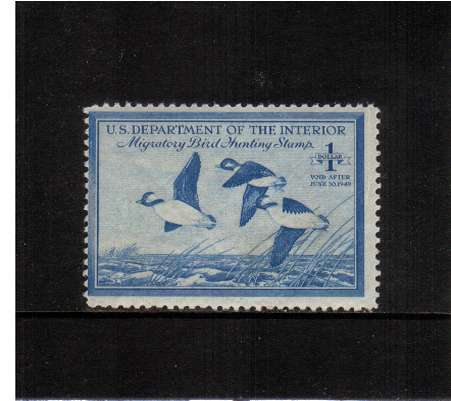 view larger image for Federal Ducks Federal Ducks: SG Number  / Scott Number $1 (1948) - Migratory Bird Hunting and Conservation Stamp<br/>
Inscribed 'Void after June 30th, 1949'<br/>
A superb unmounted mint single.