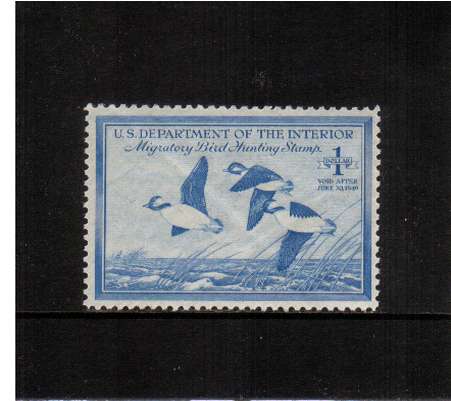view larger image for Federal Ducks Federal Ducks: SG Number  / Scott Number $1 (1948) - Migratory Bird Hunting and Conservation Stamp<br/>
Inscribed 'Void after June 30th, 1949'<br/>
A superb unmounted mint single.