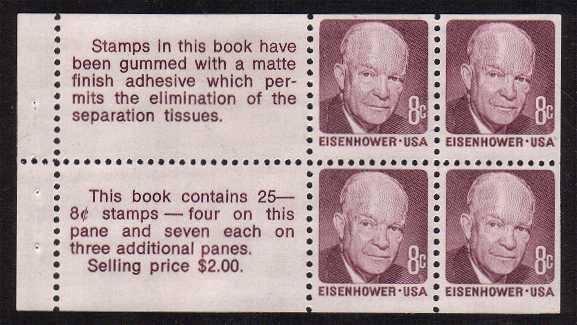 view larger image for  : SG Number 1385c / Scott Number 1395c (1970) - Eisenhower<br/>
Booklet pane of four
