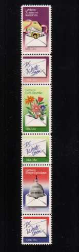 view larger image for  : SG Number 1793a / Scott Number 1810a (1980) - Letter Writing <br/>Vertical strip of 6