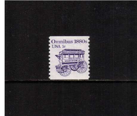 view larger image for  : SG Number 1866 / Scott Number 1897 (1983) - Omnibus Carriage<br/>
Inscribed 'USA 1c'<br/>
Coil