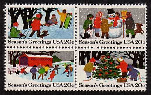 view larger image for  : SG Number 2006a / Scott Number 2030a (1982) - Christmas Scenes 
<br/>
Block of 4