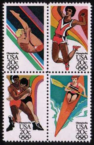 view larger image for  : SG Number 2082a / Scott Number 2085a (1984) - Summer Olympics <br/> Block of 4
