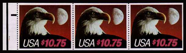 view larger image for  : SG Number - / Scott Number 2122c (1989) - Express Eagle<br/>
Type II - with 'smooth' value<br/>
Booklet pane of 3
