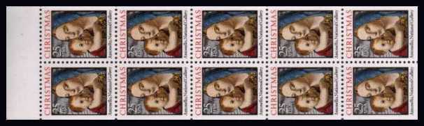 view larger image for  : SG Number 2549a / Scott Number 2514b (1990) - Madonna and Child<br/>
Booklet pane of 10
