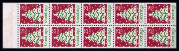 view larger image for  : SG Number 2550a / Scott Number 2516a (1990) - Christmas Tree<br/>
Booklet pane of 10