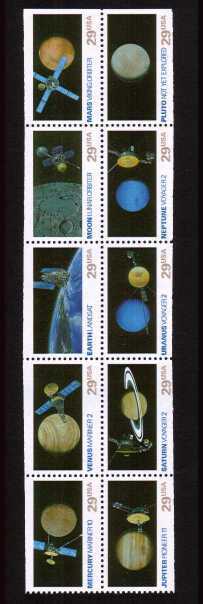 view larger image for  : SG Number 2634a / Scott Number 2577a (1991) - Space<br/>
Booklet pane of 10