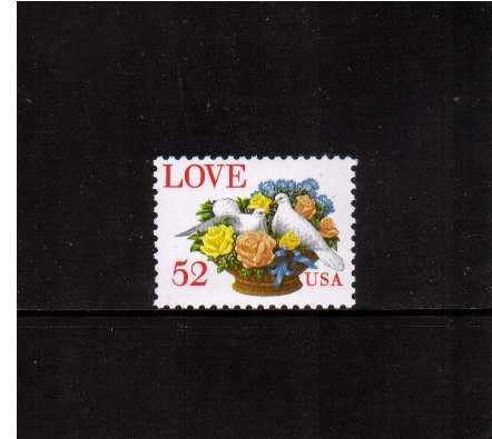 view larger image for  : SG Number 2884 / Scott Number 2815 (1994) - LOVE -  'Doves in flower bowl'