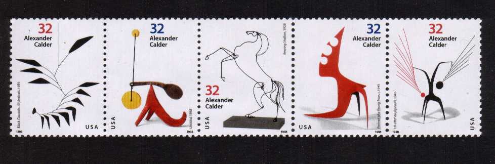 view larger image for  : SG Number 3417a / Scott Number 3202a (1998) - Alexander Calder<br/> 
Horizontal strip of 5