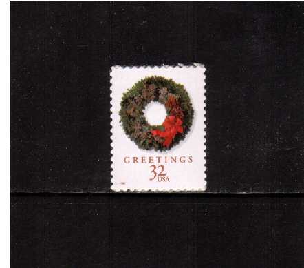view larger image for Commemoratives 1996 - 1998 - Later Period Commemoratives: SG Number 3519 / Scott Number 32c (1998) - Christmas - Large Size - Evergreen Wreath
<br/><br/>Self adhesive