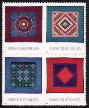 view larger image for  : SG Number 3993a / Scott Number 3527a (2001) - Amish Quilts <br/> Block of 4
<br/>
<br/>
Self Adhesive